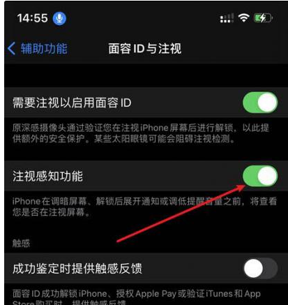 阿拉善右苹果14维修网点分享iPhone14注视感知功能有什么用 